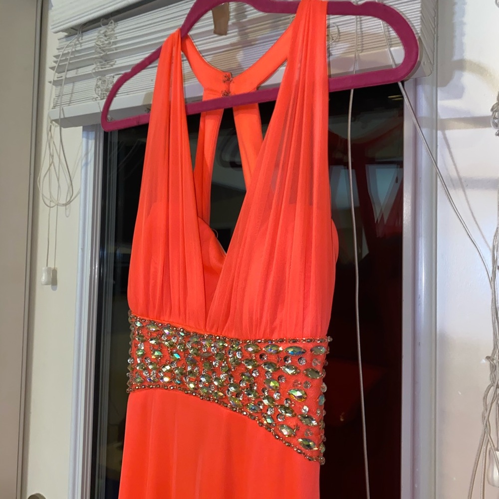 Sequin Hearts Coral Evening Gown
